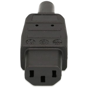 Prise d'appareil noire type 113 IEC320-C13, 3 pôles pour appareils froids.