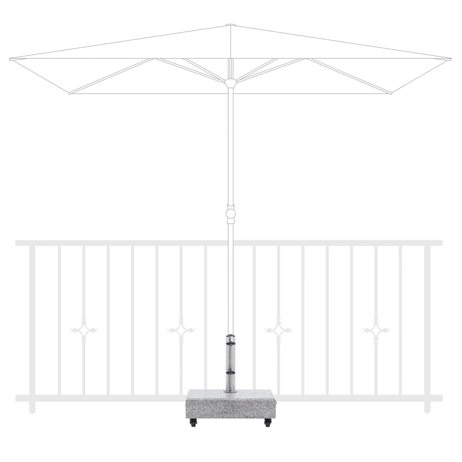 Base Per Ombrellone In Granito Con Ruote - Supporto Da 45kg Con Manico Estraibile E Acciaio Inox - Foto 10