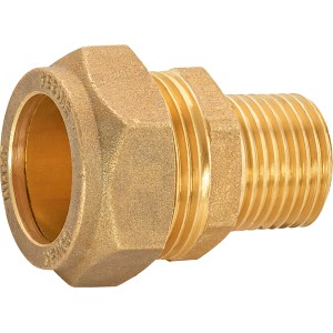 Nipplo di transizione a vite in ottone, 37 mm, per raccordi a compressione con filettatura maschio.
