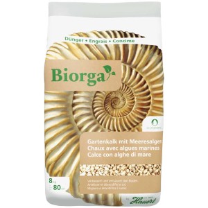Biorga Gartenkalk mit Meeresalgen, 8 kg Sack zur Bodenverbesserung.