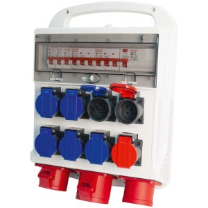 Distributeur de courant Steffen IP55 32 A pour chantiers et usage extérieur.
