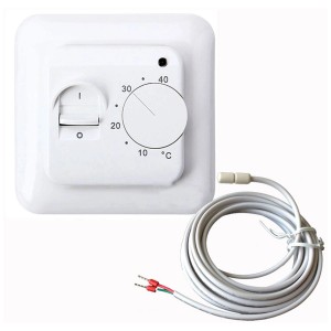Thermostat analogique avec sonde de sol pour plancher chauffant électrique.