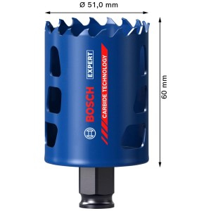 Scie cloche Bosch Expert Multi Material PC Plus Ø 51 mm, design bleu.
