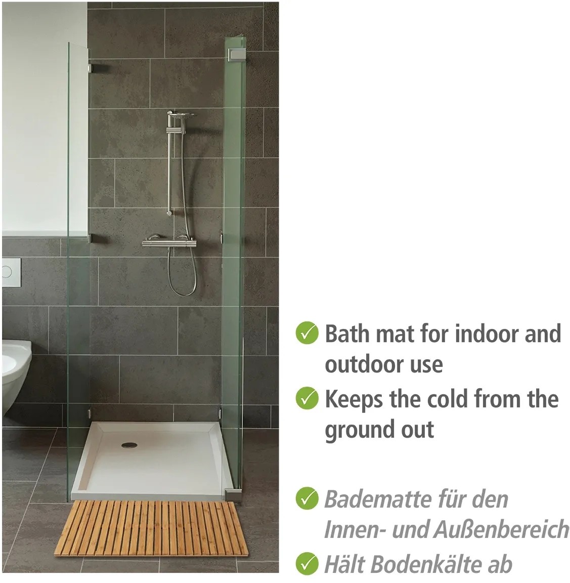 Relaxdays Pedana Doccia In Bambù 60x40 Cm - Tappetino Antiscivolo Per Bagno, Vasca E Sauna - Foto 12