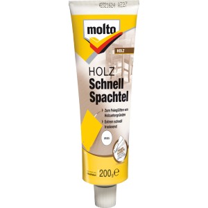 Tube Molto Holz-Schnellspachtel, weiß, 200g für Holzreparaturen innen & außen.