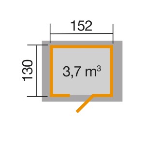 Pianta Weka casetta da giardino Parma, 152x152 cm, non trattata, con dimensioni.