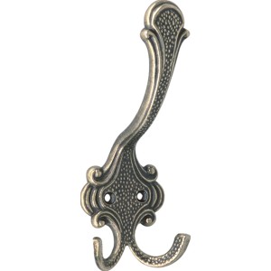 Patère murale 430, laiton antique bruni, en métal avec design décoratif.