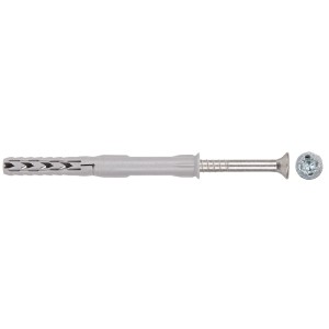 Fischer tassello a gambo lungo SXR 8 x 100 con vite, adatto per materiali da costruzione pieni e forati.