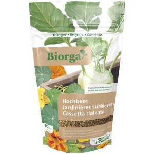 Packung Hauert Biorga Hochbeetdünger 200g für Gemüse und Kräuter.