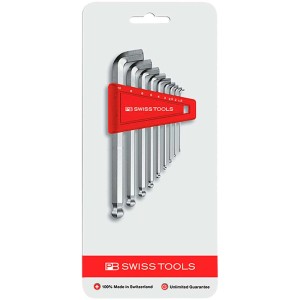 Winkelstiftschlüssel-Set Sechskant mit Kugelkopf, 10-teilig, von PB Swiss Tools.