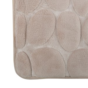 Tappeto bagno beige MSV Kiesel, 50x80 cm, con design a ciottoli per bagno.