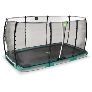 Trampolino interrato verde EXIT Allure Classic 244x427 cm con rete di sicurezza.