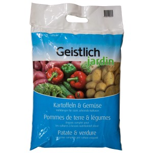 Geistlich Kartoffel- und Gemüsedünger 5kg Sack mit Gemüseabbildung.
