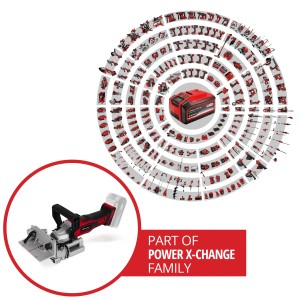 Einhell Power X-Change TE-BJ 18 Li Solo fresatrice per lamelle a batteria per legno, parte della famiglia Power X-Change.