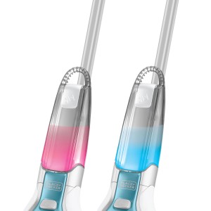 Black+Decker Balai vapeur Steam Mop Deluxe avec réservoir d'eau coloré (rouge/bleu).