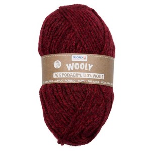 Gomitolo di filato Wooly, rosso screziato, 50g, adatto per lavorare a maglia e all'uncinetto.