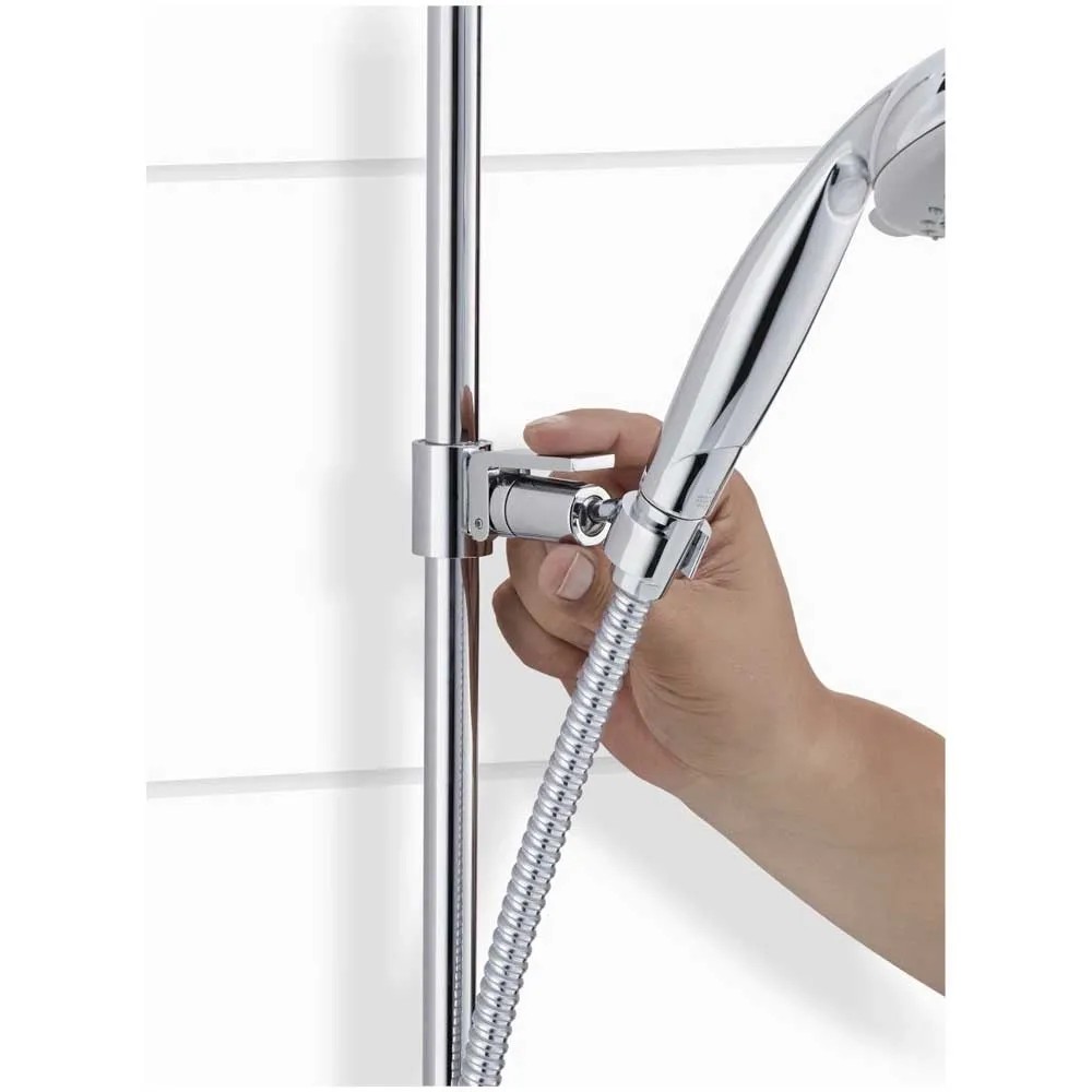 SKOWLL Duschgleitstange 66 Cm – Höhenverstellbar & Wandmontiert | Für Handbrause, Poliertes Chrom | Auch Ohne Bohren Möglich