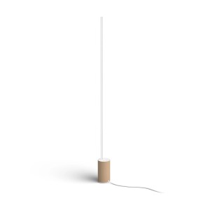 Philips Hue Gradient Signe Oak Stehleuchte, schlankes Design mit Holzsockel, 1800 lm.