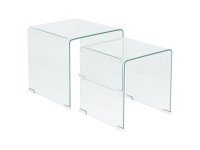 Beliani Table d'appoint Kendall verre de sécurité Transparent 2 pcs
