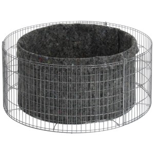 Runder Gabionen-Hochteich (Ø 92 cm) mit Teichfolie und Vlies, ideal für Garten und Terrasse.