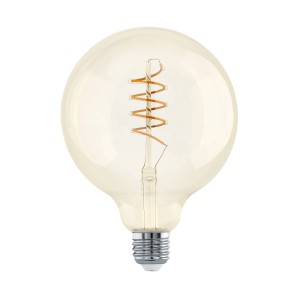 Eglo E27 LED Leuchtmittel in Globeform, 4W, mit warmweißem Licht und sichtbarem Filament.