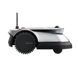 Robot tondeuse Ecovacs GOAT G1-2000 avec garage, vue latérale. Robot tondeuse pour surfaces jusqu'à 2000 m².