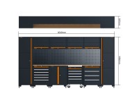 Cartech Schranksystem Stahl Anthrazit (HxBxT) 195,5 x 404 x 50,7 cm 16-tlg.