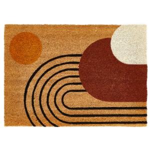 Andiamo Fussmatte Kokos Geo, 40x60 cm, mit modernem geometrischen Muster in Braun-, Beige- und Schwarztönen.