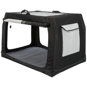 Trasportino Trixie Vario, 65x99x71 cm, nero/grigio, con finestre a rete e inserto in pelliccia di agnello.