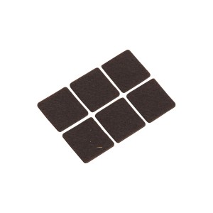 Sei feltrini marroni autoadesivi, 32x32 mm, per mobili e protezione superfici.