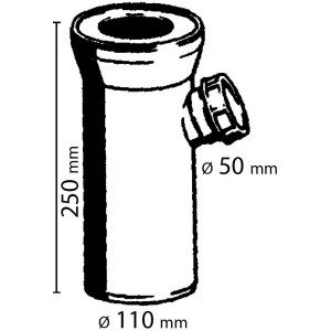 Raccord WC blanc avec dérivation, 100 mm Ø, 90 mm pour WC suspendus et sur pied.