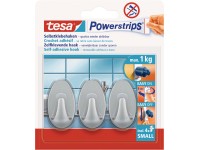 tesa Selbstklebehaken oval matt Chrom 3 Stk. mit 4 x Powerstrips Small tesa Selbstklebehaken oval matt Chrom 3 Stk. mit 4 x Powerstrips Small