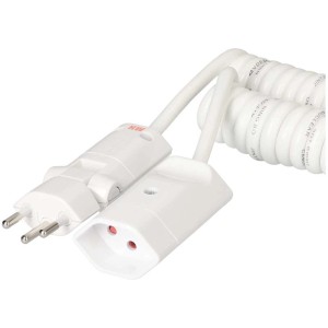 Rallonge spiralée blanche T12/T13, longueur 2,5 m. Pratique et peu encombrante.