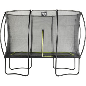 Trampolino da giardino rettangolare nero EXIT Silhouette con rete di sicurezza.