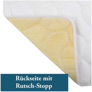 Tappeto bagno MSV Microfibre Kiesel Weiss, 40x60 cm, retro antiscivolo.
