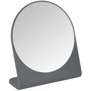 Specchio cosmetico Wenko Marcon antracite, specchio rotondo da appoggio per trucco.