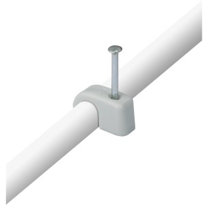 Collier de serrage rapide OBI gris (Ø 7-11 mm) avec clou pour fixation de câbles.