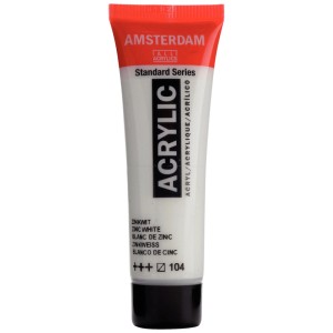 Tubo di colore acrilico Amsterdam bianco zinco, serie Standard, 20 ml.