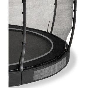 Dettaglio: Trampolino interrato nero EXIT Allure Premium Ø 366 cm con rete di sicurezza.
