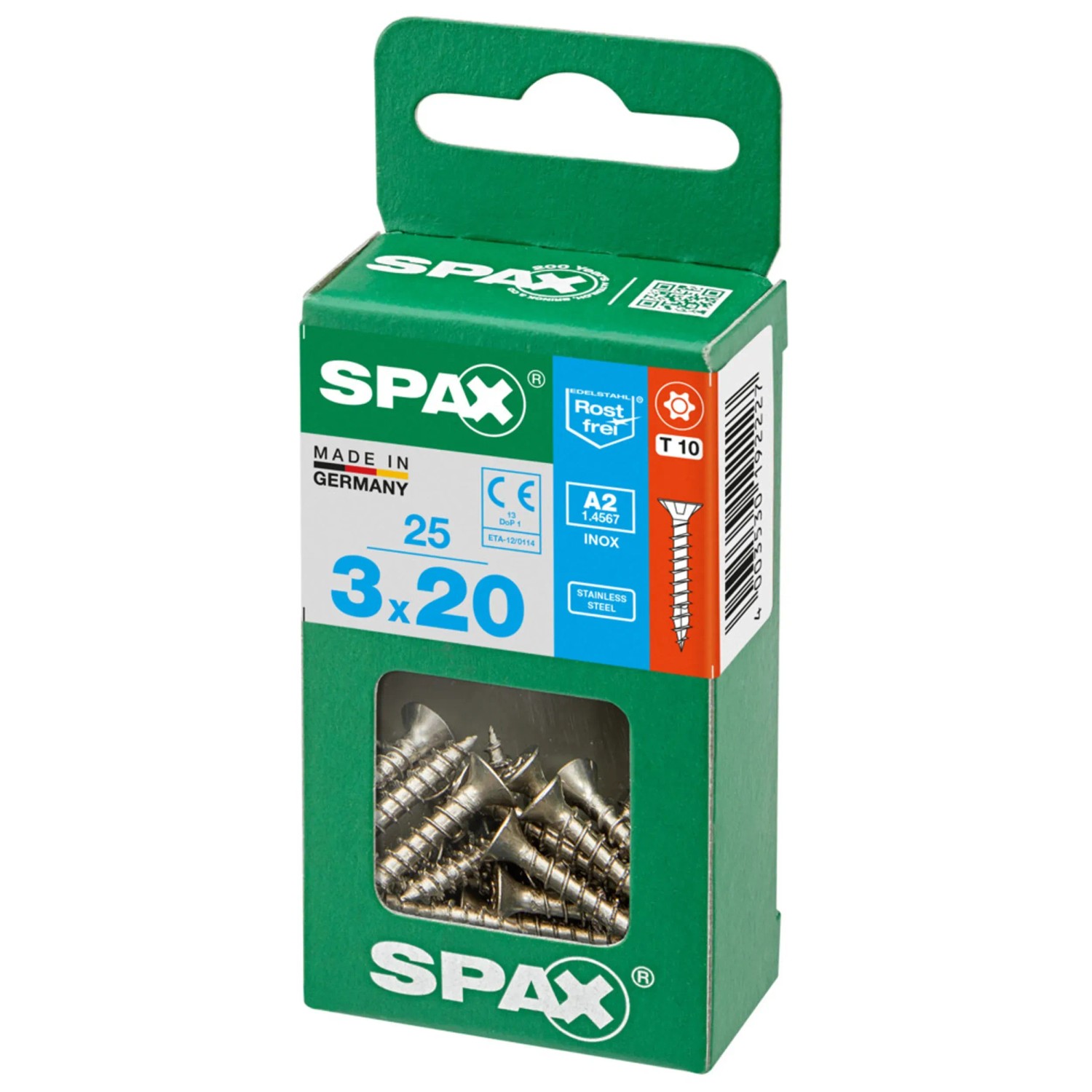 Spax Names Spax Edelstahlschraube TRX A2 Vollgewinde 3 x 20 mm / 25 Stk.