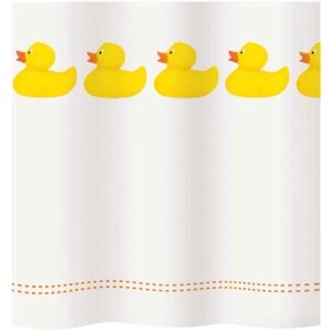Tenda doccia Diaqua bianco-gialla con motivo anatra, 120x200 cm.