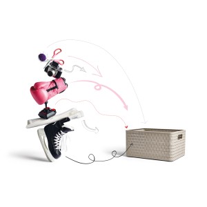 Panier Rotho Country A4 cappuccino en plastique aspect rotin pour rangement.