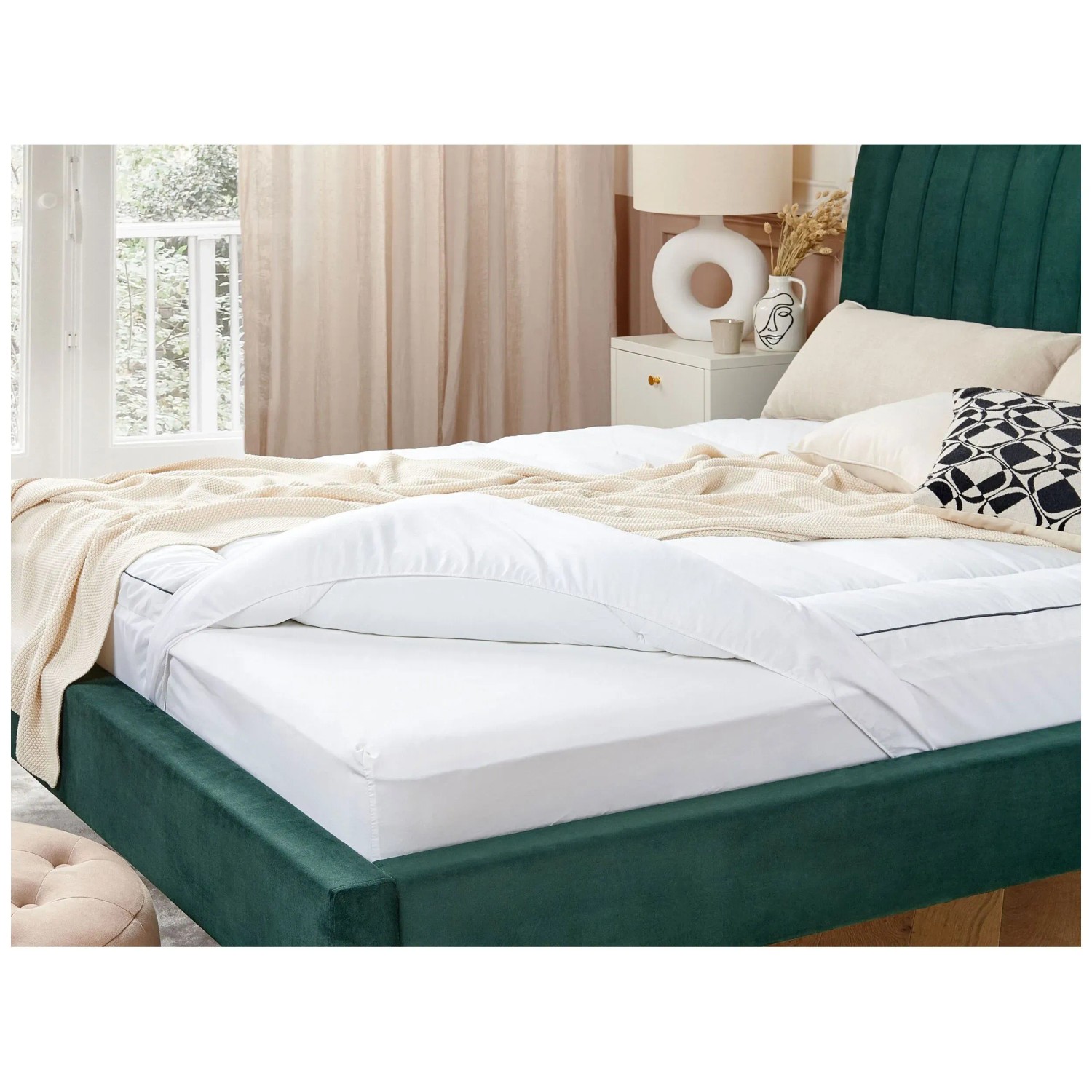 Surmatelas Beliani MULHACEN Coton 180x200 Cm Blanc - Topper Rembourrage Polyester