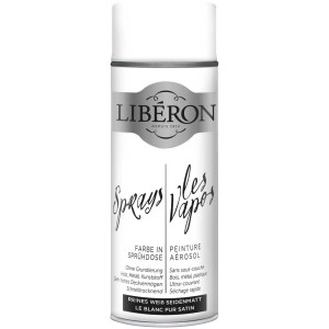 Libéron Sprühfarbe seidenmatt Weiss, 0,4 l Dose. Effektfarbe für Möbel und Oberflächen.
