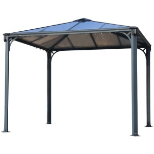 Gazebo Palermo 3000 con pali in alluminio e tetto in policarbonato alveolare.