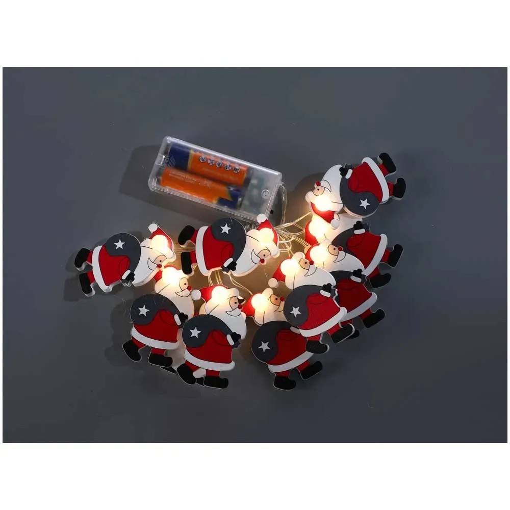 Batteriebetriebene Lichterkette Mit 50 LEDs – Weihnachtsmann-Motiv, Flexibel, Ideal Für Deko Im Haus