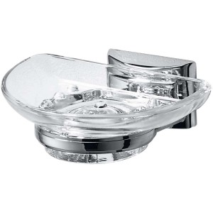 Porte-savon en verre Diaqua Chic 96 : Porte-savon mural en verre et chrome pour salle de bain.