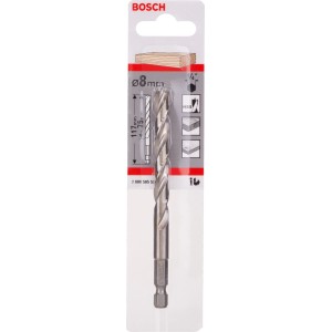 Punta per legno Bosch 8 mm con codolo esagonale, adatta per trapani e avvitatori.