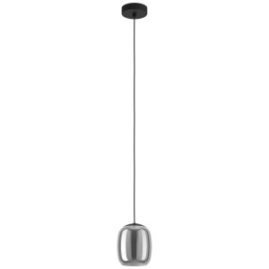 Moderna lampada a sospensione Eglo Ciampino con paralume in acciaio e vetro nero, Ø 15 cm.
