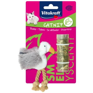 Vitakraft peluche pour chat mouette avec herbe à chat rechargeable.